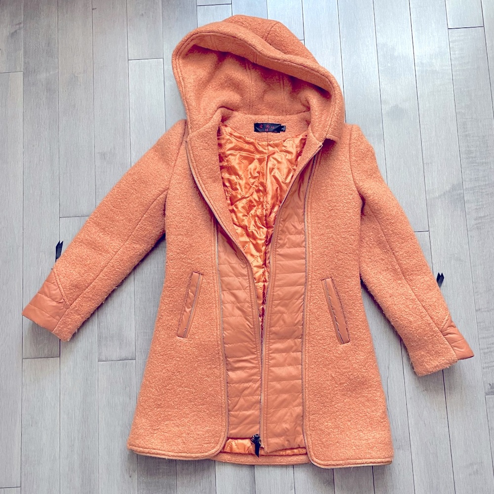 Vintage orange coat moto style XS/S